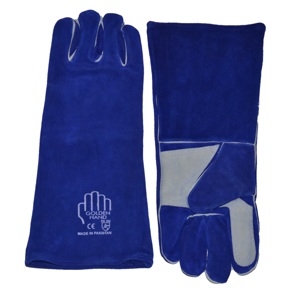 Golden Hand Long Welding Gloves Blue