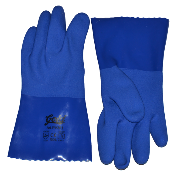 Blue GOLD PVC Chemical Gloves