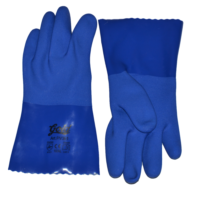 Blue GOLD PVC Chemical Gloves