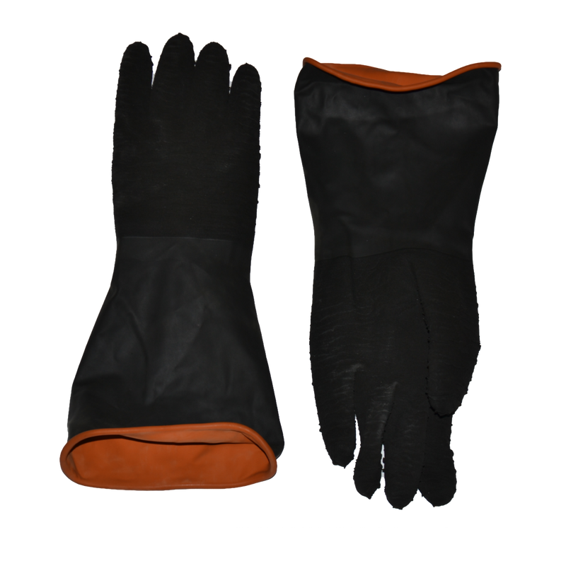 Gold Long Rubber Black/Orange Chemical Gloves